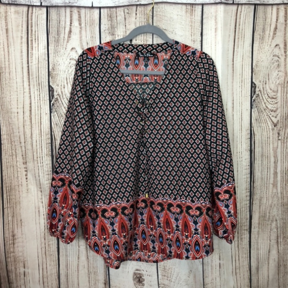 Time To Bloom Red Boho Top Large